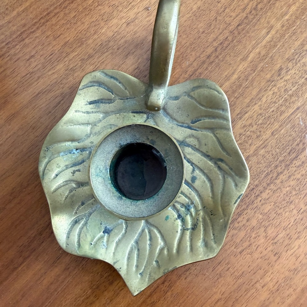 Vintage Brass Leaf Candle Holder